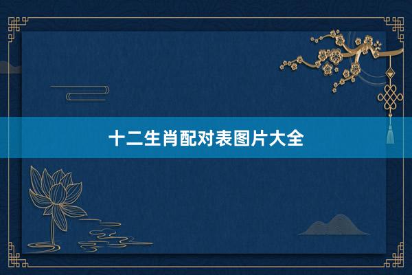十二生肖配对表图片大全